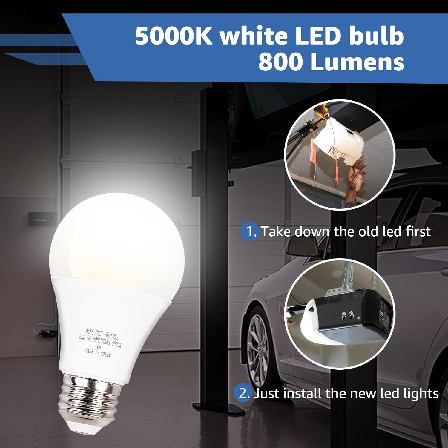 LED Light Bulb for Liftmaster LMLED1 Replacement for Liftmaster Garage Door Opener LED Bulb, 5000K White 2PCS