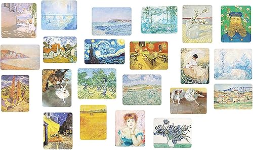 Miniatura 4 de Doraking 200 calcomanías Washi de tamaño medio para álbumes de recortes, decoración de diario, calcomanías de pintura famosa de arte, calcomanías de