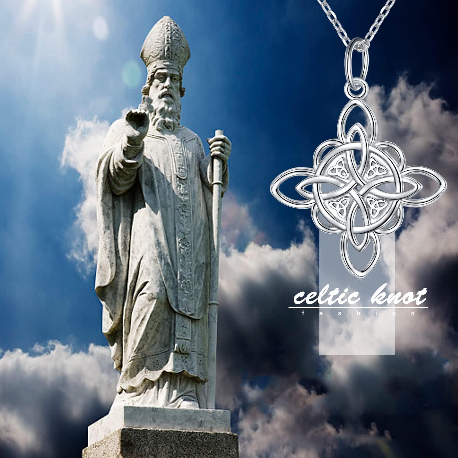 FLYOW 925 Sterling Silver Good Luck Irish Jewelry Celtic Knot Pendant Necklace for Women Birthday Graduation Gift - Image 7