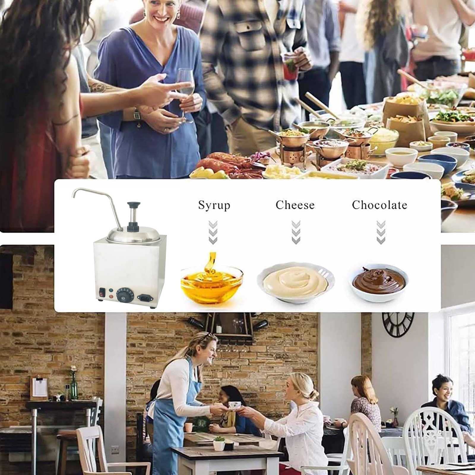 Calentador comercial de dulce caliente con dispensador de bomba, calentador de salsa de queso nacho, máquina de calentamiento de acero inoxidable para restaurantes, puestos de aperitivos, cafeterías