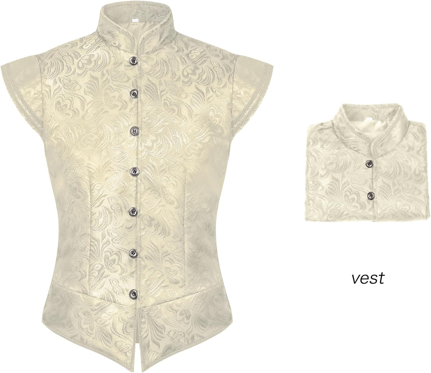 Men's Renaissance Tudor Vest Costume Medieval Doublet Ren Faire Jerkin Vest Vintage Brocade Jacquard Waistcoat