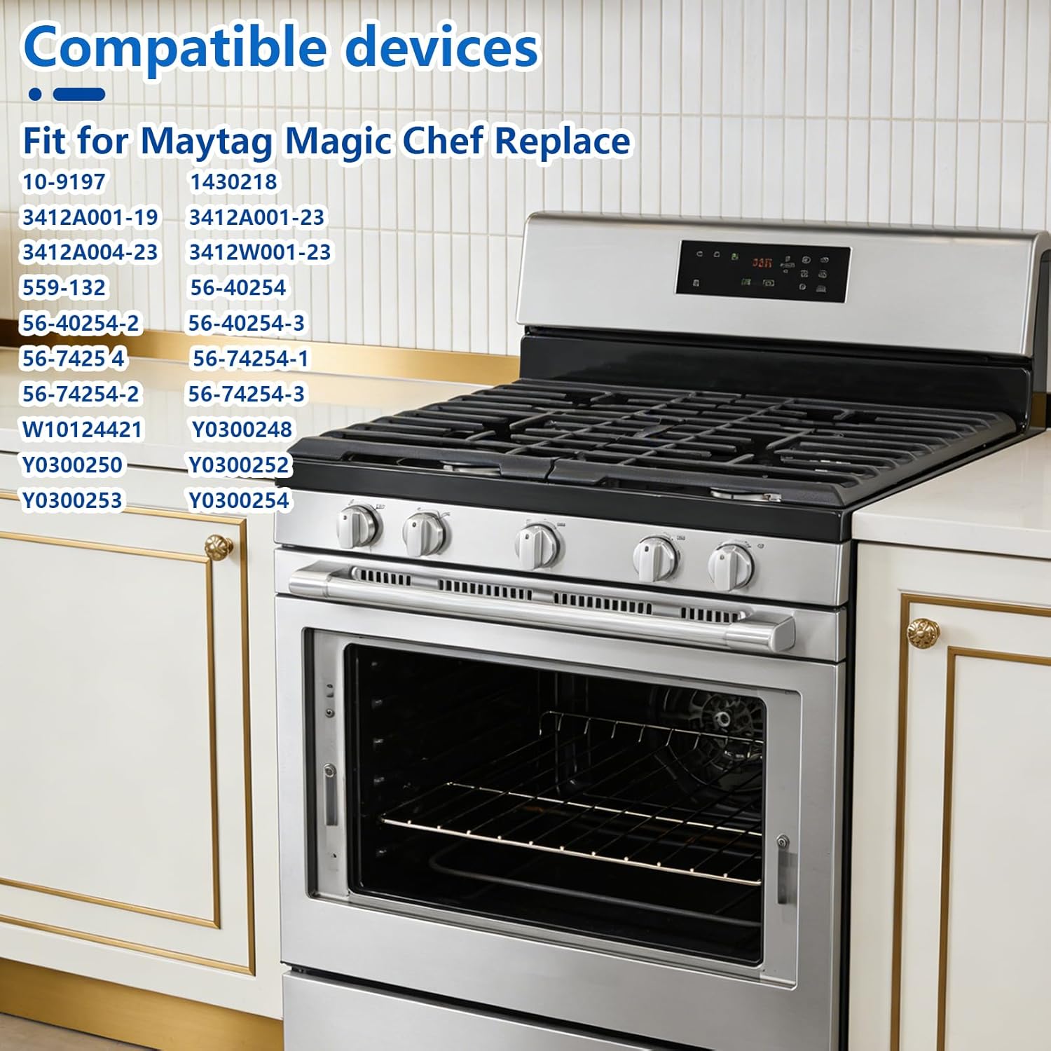 2 Pack 3412A004-19 Top Double Burner Head Gas Burner Replacement for Maytag Magic Chef Replace 3412A004-19 W10124421 1430218 Y0300248