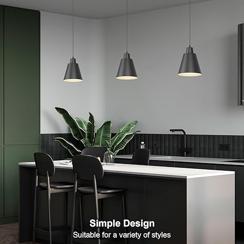 Miniatura 2 de Luces colgantes industriales, lámparas colgantes negras, lámpara vintage para isla de cocina con pantalla de metal negro, luces colgantes de granja