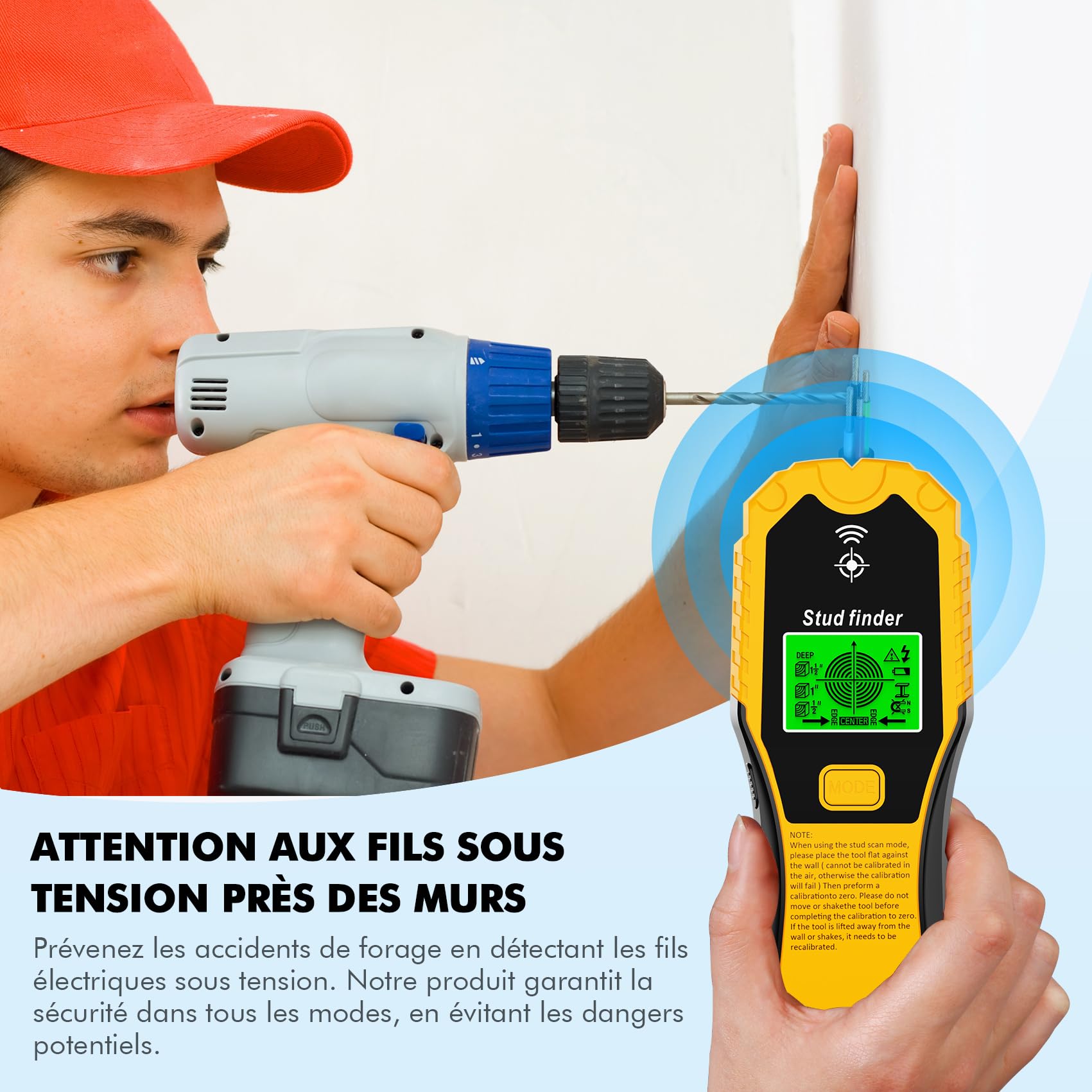 Détecteur de Cable Électrique, Détecteur de Métaux Detecteur de Metaux Professionnel 5 en 1 Détecteurs de Métaux Électriques pour Localiser Les Métaux, Chevilles en Bois, Câbles Électriques CA