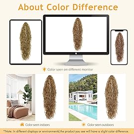 ORSUNCER Ponytail Extension Claw 26 Curly Pony Tail Clip in Hair Extensions Fluffy Natural Looking Synthetic Hairpieces for Women Golden Brown Blonde Highlight