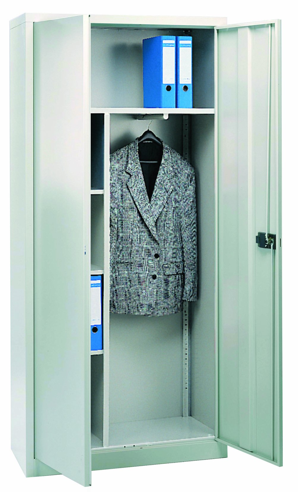 BISLEY Flügeltürenschrank Universal, Garderobeneinsatz, Metall, 645 Lichtgrau, 40 x 91.4 x 195 cm