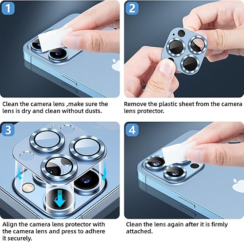 Miniatura 7 de Korecase Paquete de 2 protectores de lente de cámara diseñados para iPhone 13 Pro y iPhone 13 Pro Max, cubierta de cámara de vidrio templado, funda