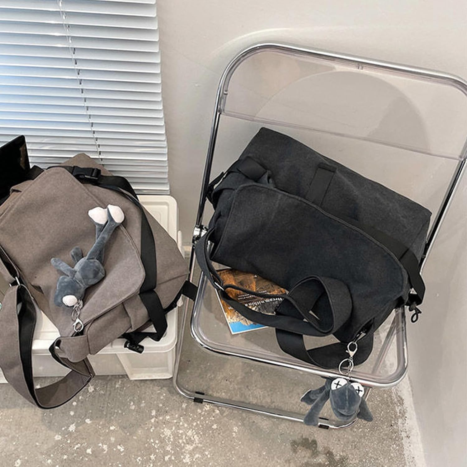 Men's canvas bag, men's and women's Japanese casual crossbody bag, men's large capacity canvas messenger bag