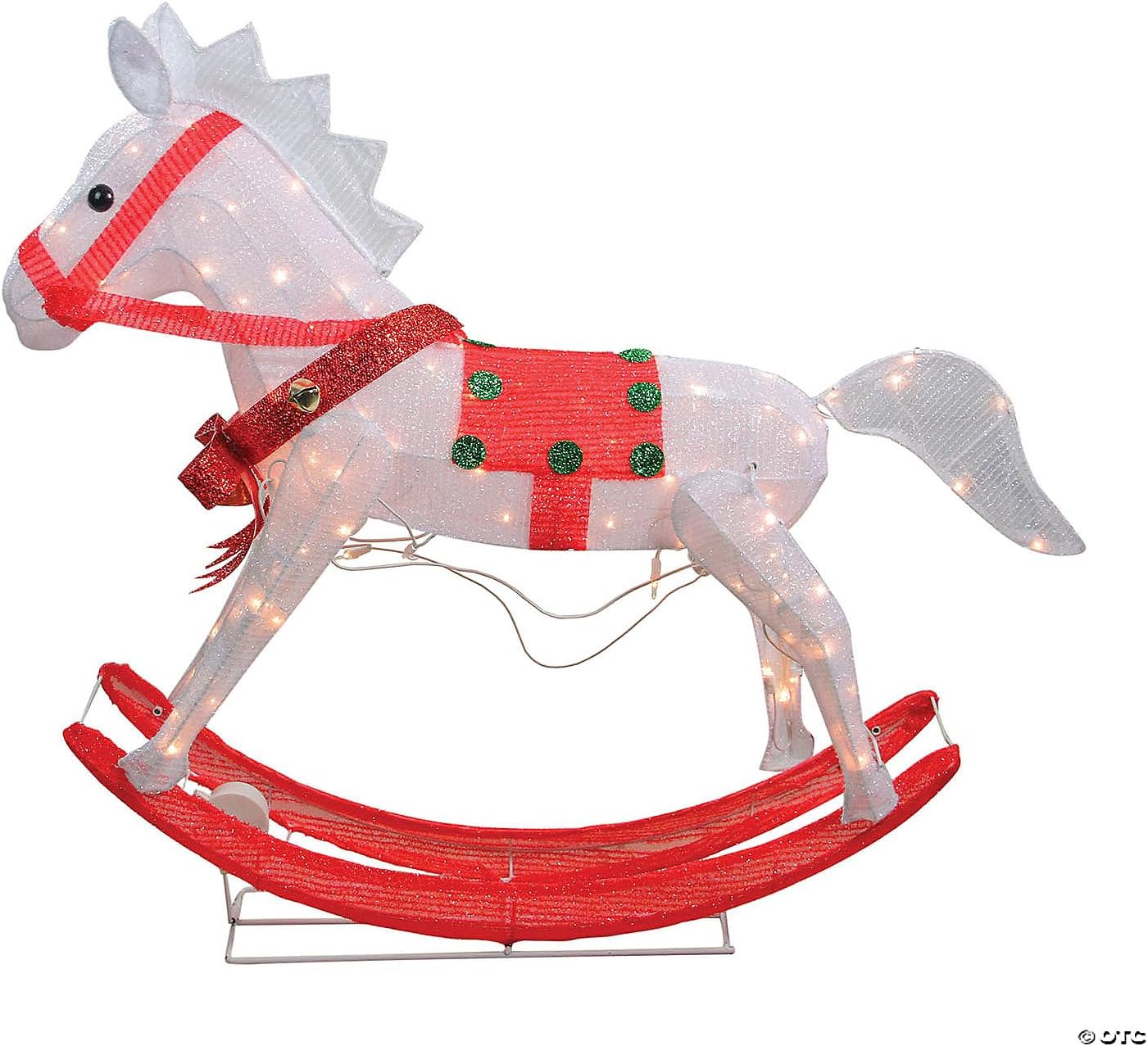 Gajula.Enterprises 36" White and Red Light Rocking Horse Outdoor Christmas Decor