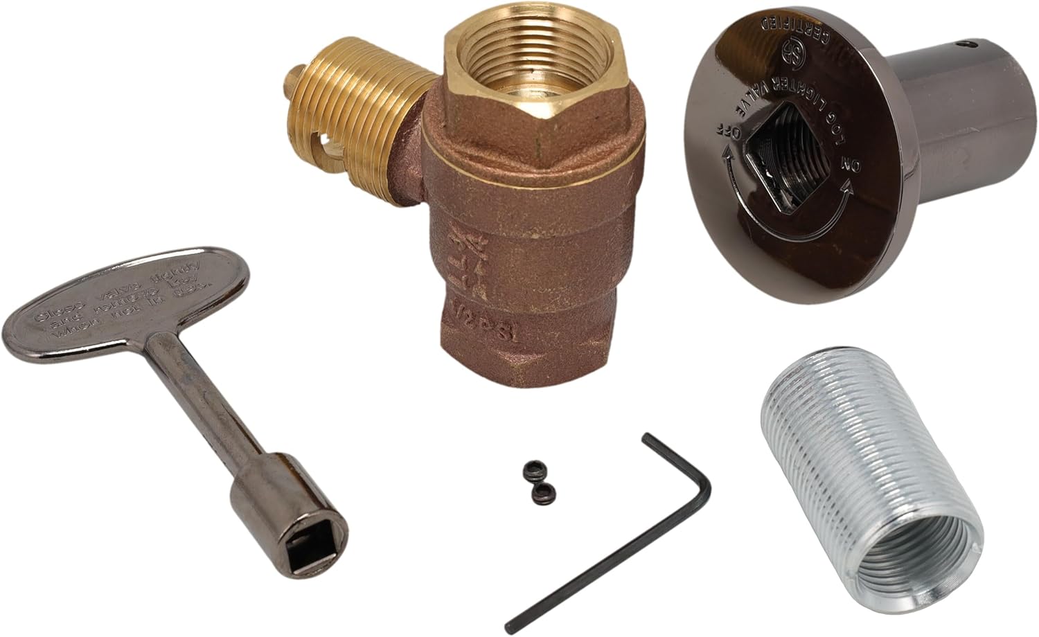 Supplying Demand BVL-3SK-PWT Fireplace Fire Pit | 3/4" IPS Straight Log Lighter Ball Valve with Pewter Plated Cover and Key
