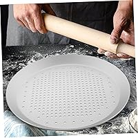 Vista 5 de Hemoton Bandeja de pizza de aluminio para pizza de queso y pizza, bandeja de hornear de acero inoxidable, bandeja de pizza antiadherente, bandeja