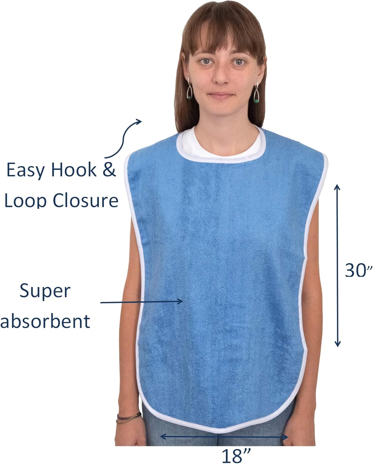 3 Pack Elaine Karen Premium Adult Bibs - for Men, Women Eating Cloth for Elderly Seniors and Disabled, Adjustable, Terry Clothing Protector, Machine Washable, Blue : Health & Household