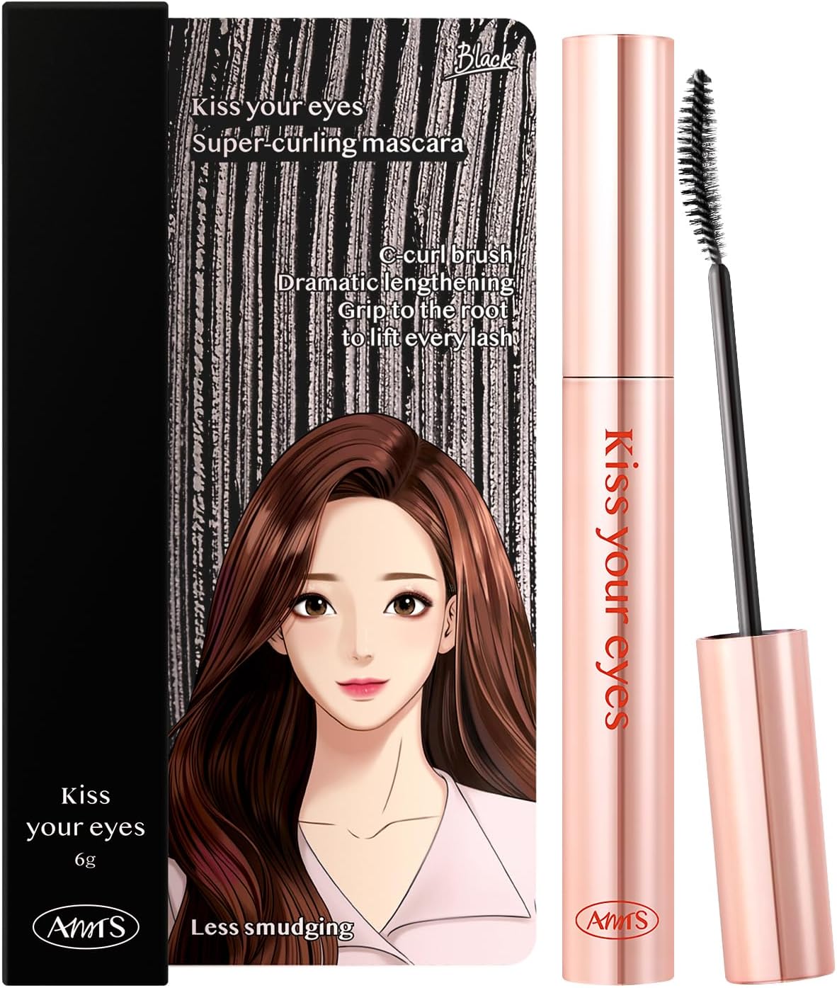 AMTS x Webtoon True Beauty, Natural Lengthening Black Mascara Volume and Length, Tubing Mascara Waterproof, Lash Extension, No Smudge, No Flaking, Korean Makeup Kbeauty Kdrama