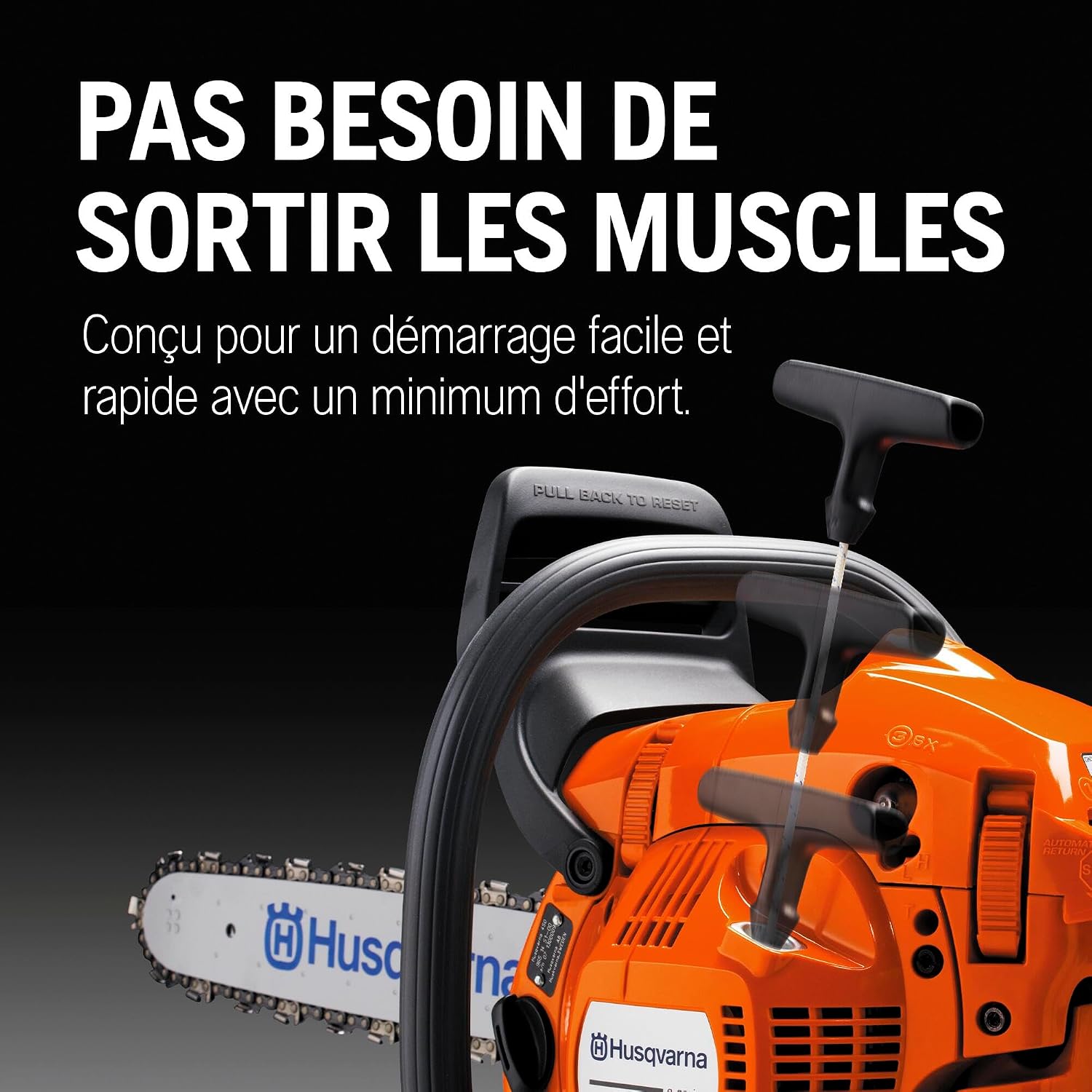 Husqvarna 135 Mark II : Tronçonneuse thermique 38 cm³ X-Torq®, guide 35 cm, LowVib®, Smart Start®, Air Injection™. Idéale pour la coupe de bois de chauffage, l’élagage et l’entretien du jardin. — vue 6