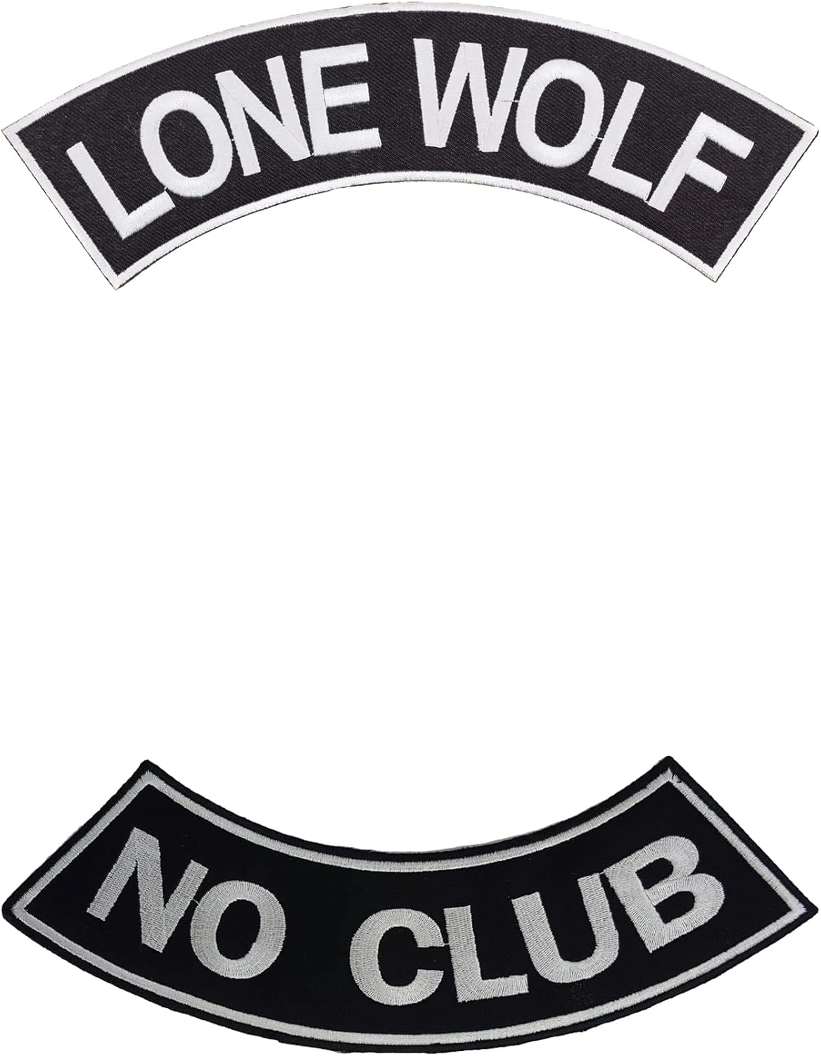 Lone Wolf No Club Rocker 2 Patches Set Sew on for Vest Jacket