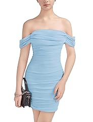 Blue Draped Off Shoulder