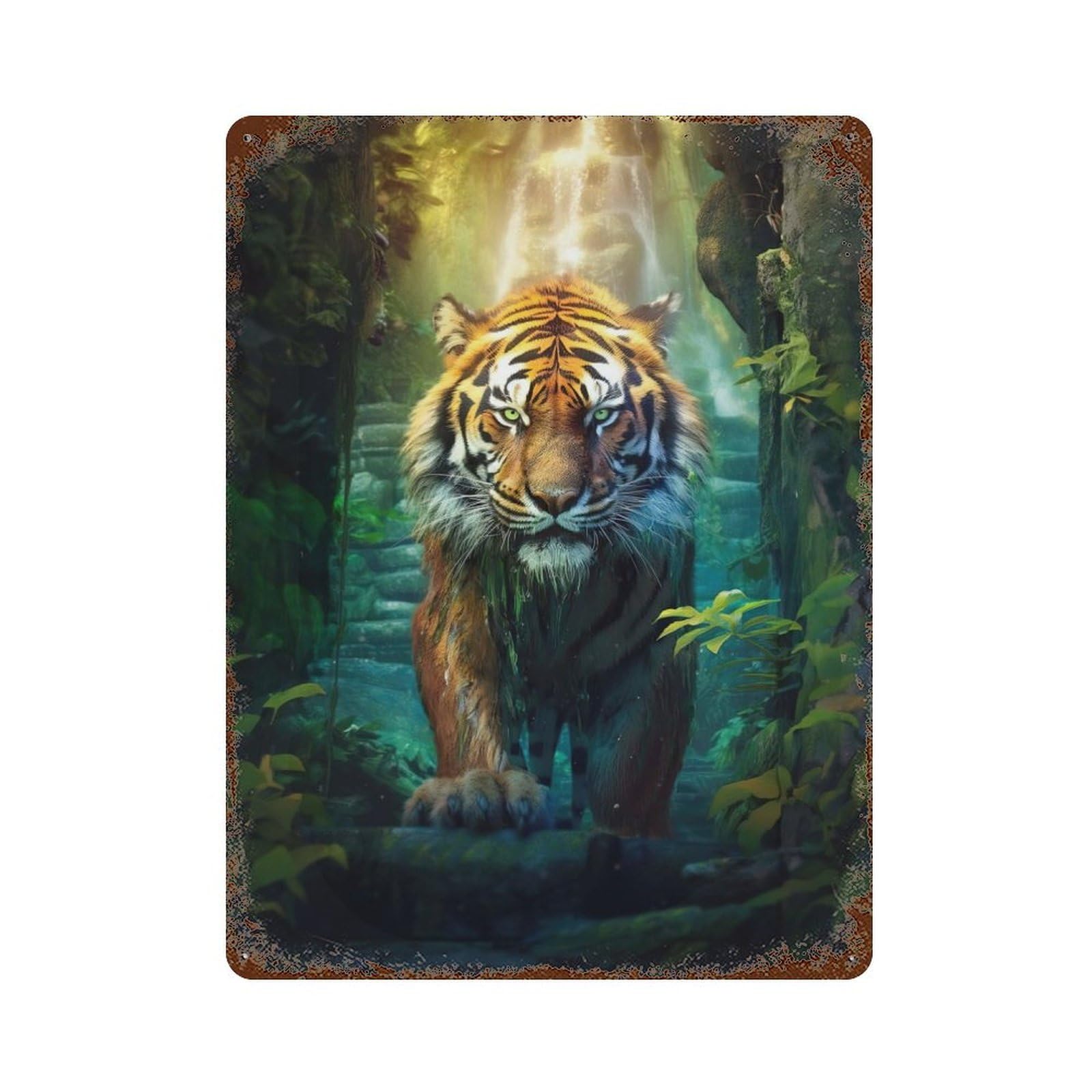 Jungle Guardian Vintage Rust Metal Sign 15.7"x11.8", for Basement, Hobby Room And Garage Decor, Farmhouse Wall Decor