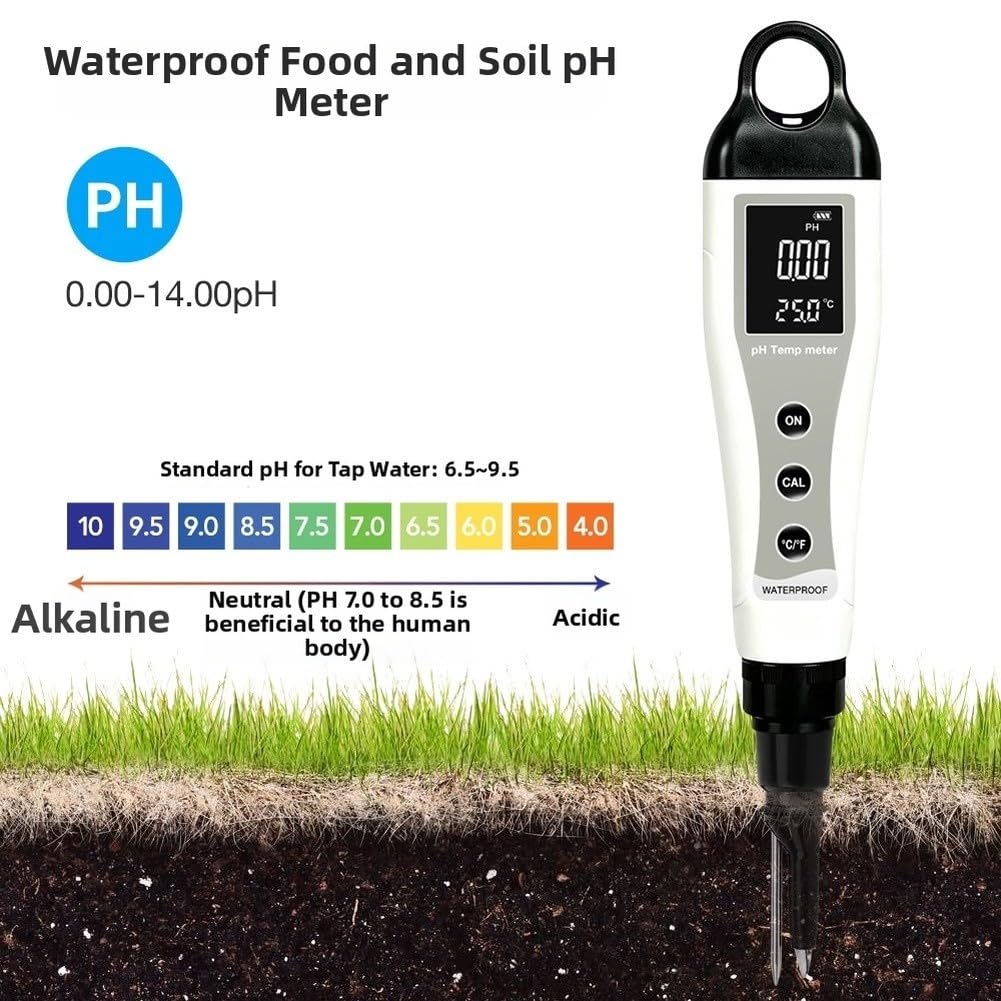 Medidor de pH Digital Portátil con Temperatura para Suelo