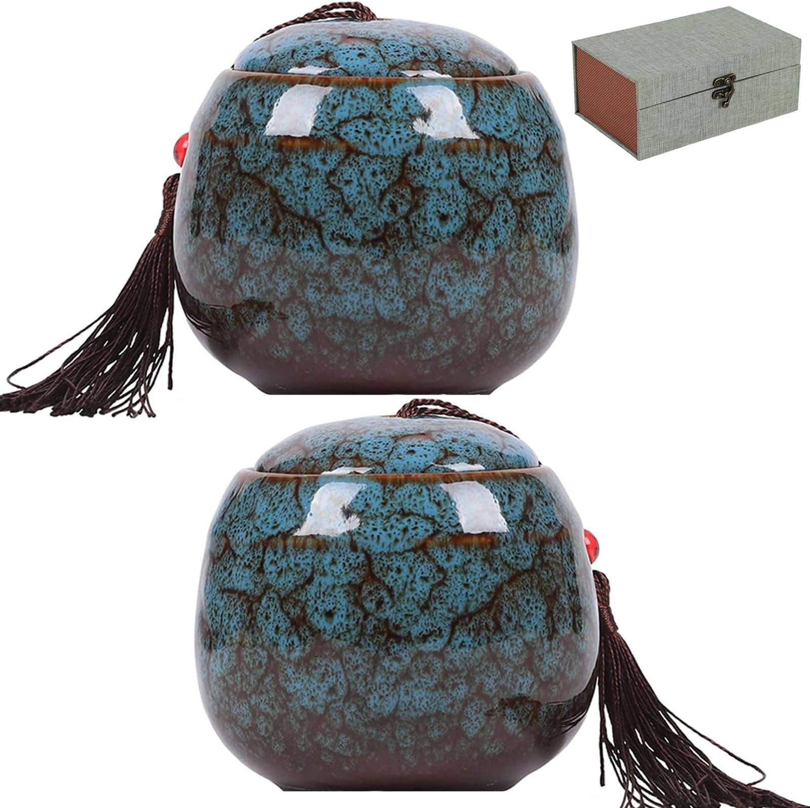 2pcs Small Urns For Human Ashes,Keepsake Urns For Human Or Pet Ashes, Mini Ceramic Memorial Urn And Burial Ash Storage For Family & Loved Ones