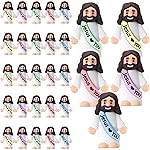 Bememo 25 Pcs Little Jesus Figures Original Design Jesus Love You Mini Rubber Toys to Hide and Seek Christmas Religious Party Favors Sunday School Baptism Gifts(Macaron Colors)