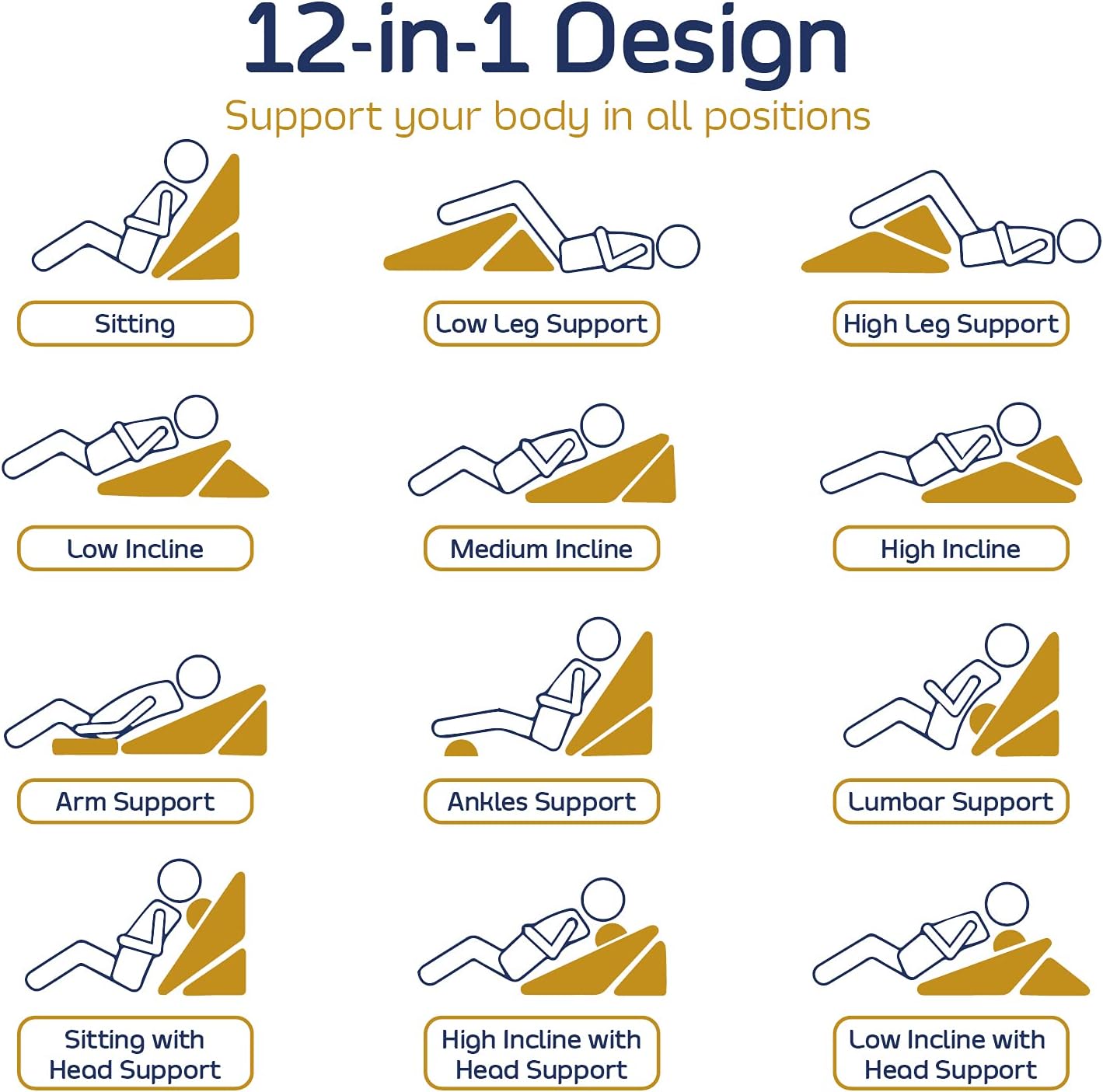 Amazon Com Nestl Wedge Pillow Cooling Adjustable Wedge Pillow For Sleeping Best 12 In 1 Bed Wedge Pillow With Extra Bolster Pillow Great Gel Foam Wedge Pillows For After Surgery Acid