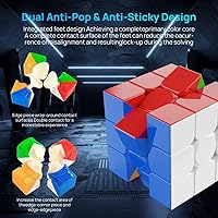 Vista 4 de Cubo magnético de velocidad 3 x 3 sin calcomanías, cubo de competencia profesional con 24 imanes fuertes, corte de esquina de 55°/35°, suave