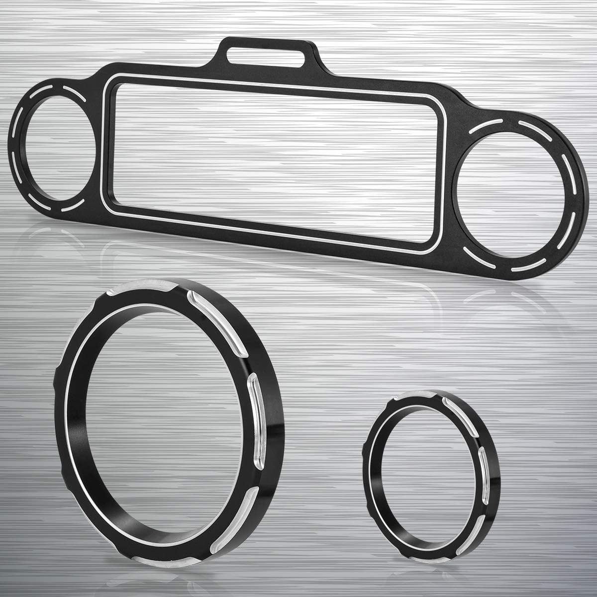 KATUR Stereo Accent Speedometer Gauge Bezel Trim Ring Speaker Cover Set Black Billet Aluminum Motorcycle Inner Fairing Trim Kit Compatible with Harley Davidson Touring 1996-2013 (9 PCS)