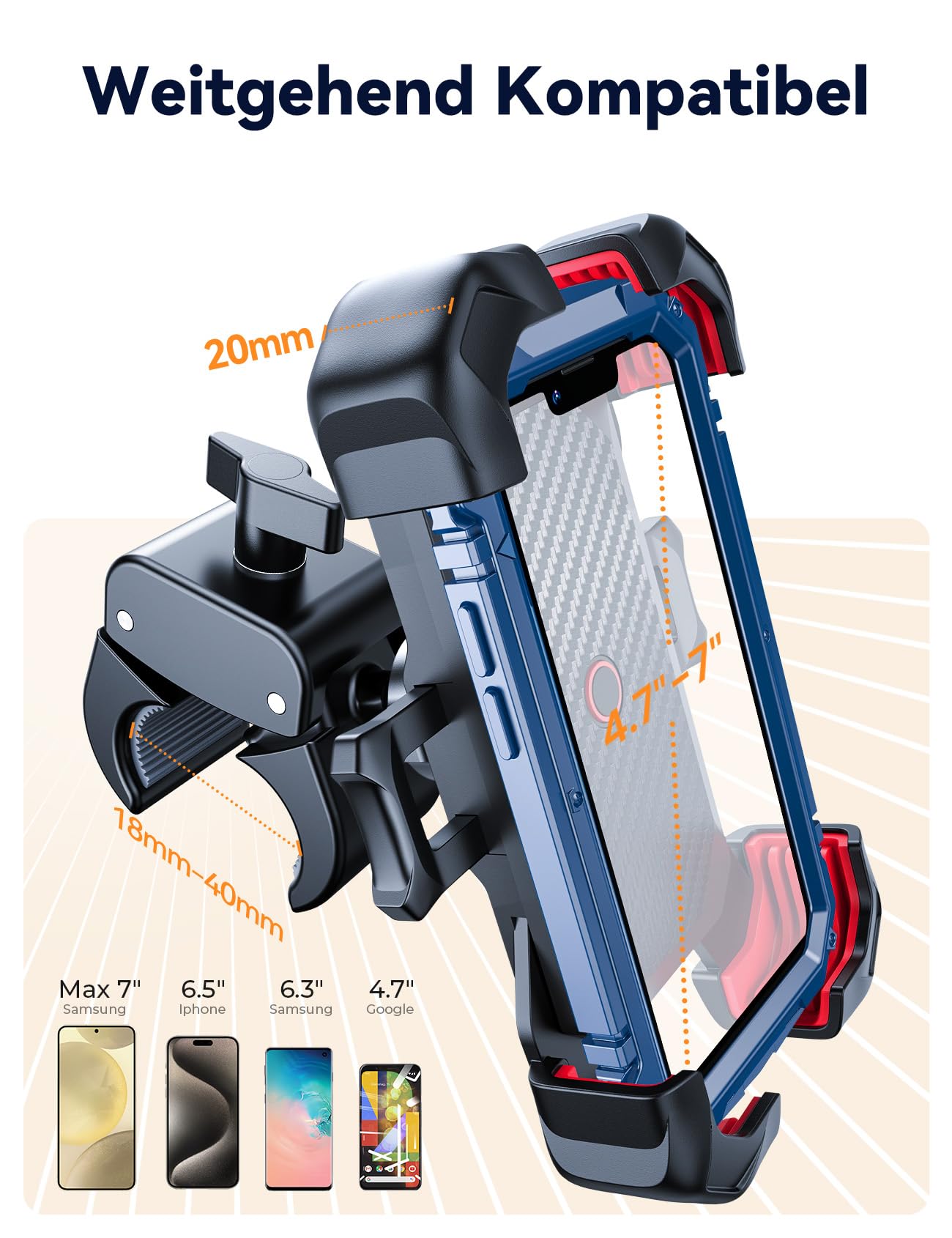 JOYROOM 2026 Handyhalterung Fahrrad, [1s Auto-Sperre][100mph Militär Anti-Shake] Handyhalterung Motorrad, [5s Install] Universal Lenker Holder für iPhone 17 Samsung S26, Alle 4,7‘’-7" Smartphone