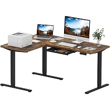 SANODESK Electric L-Shaped Corner Standing Desk with Drawer,63x48