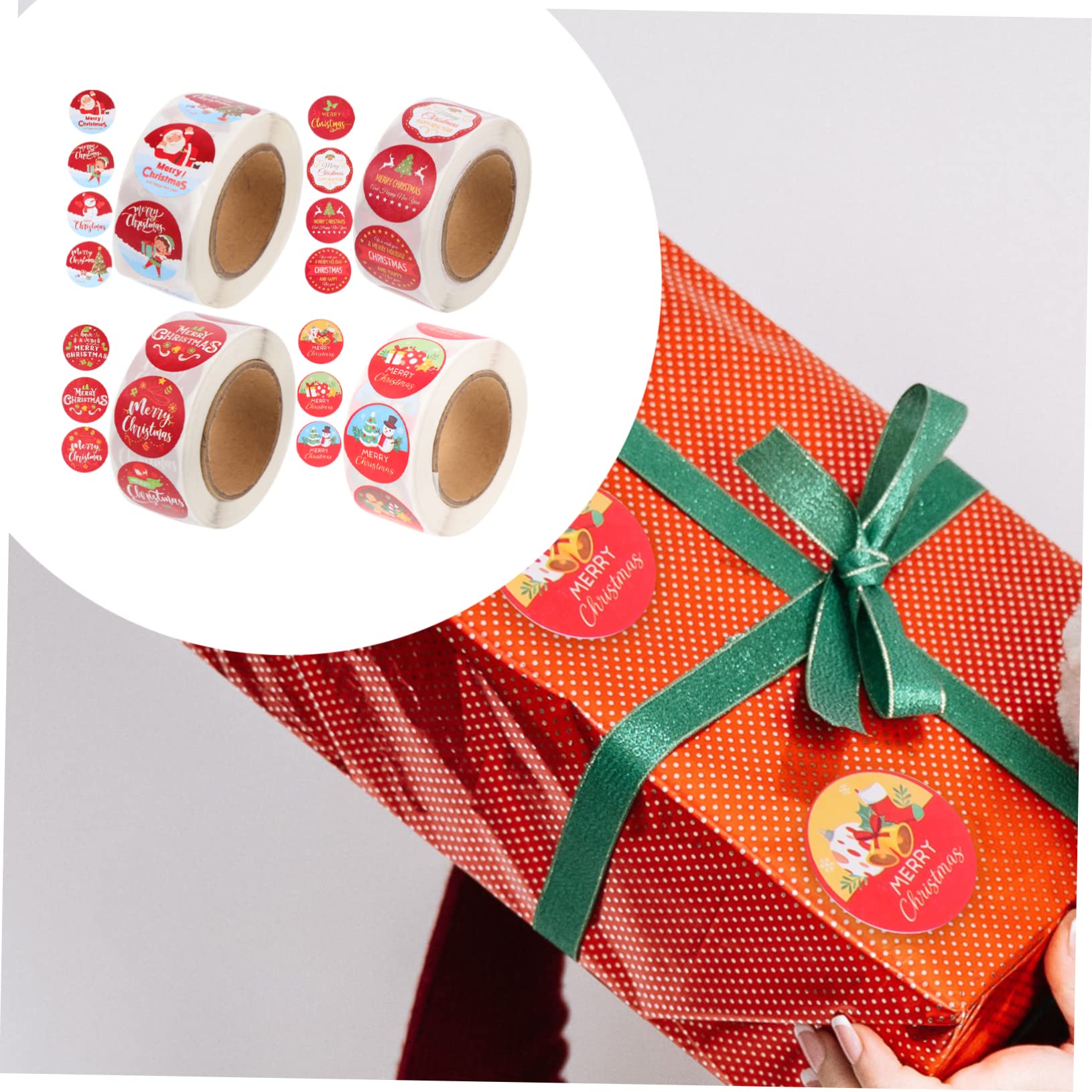 STOBOK 20pezzi Adesivi Natalizi Rotondi Per Regali Etichette Adesive Decorativi Per Confezioni Sacchetti e Biglietti Confezione