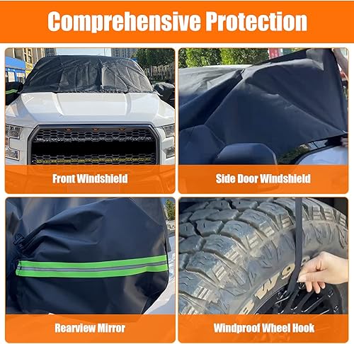 Vista 11 de Cubierta de nieve para parabrisas y ventana lateral delantera de repuesto para Jeep Wrangler/Jeep Gladiator, cubierta de parabrisas de tela Oxford