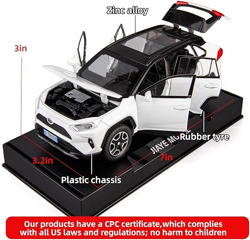 Miniatura 2 de Modelo de Coche 132 RAV4 Aleación Fundida a Presión Coche de Juguete Coleccionable con Luz y Sonido Vehículo de Juguete Puerta Se Puede Abrir para