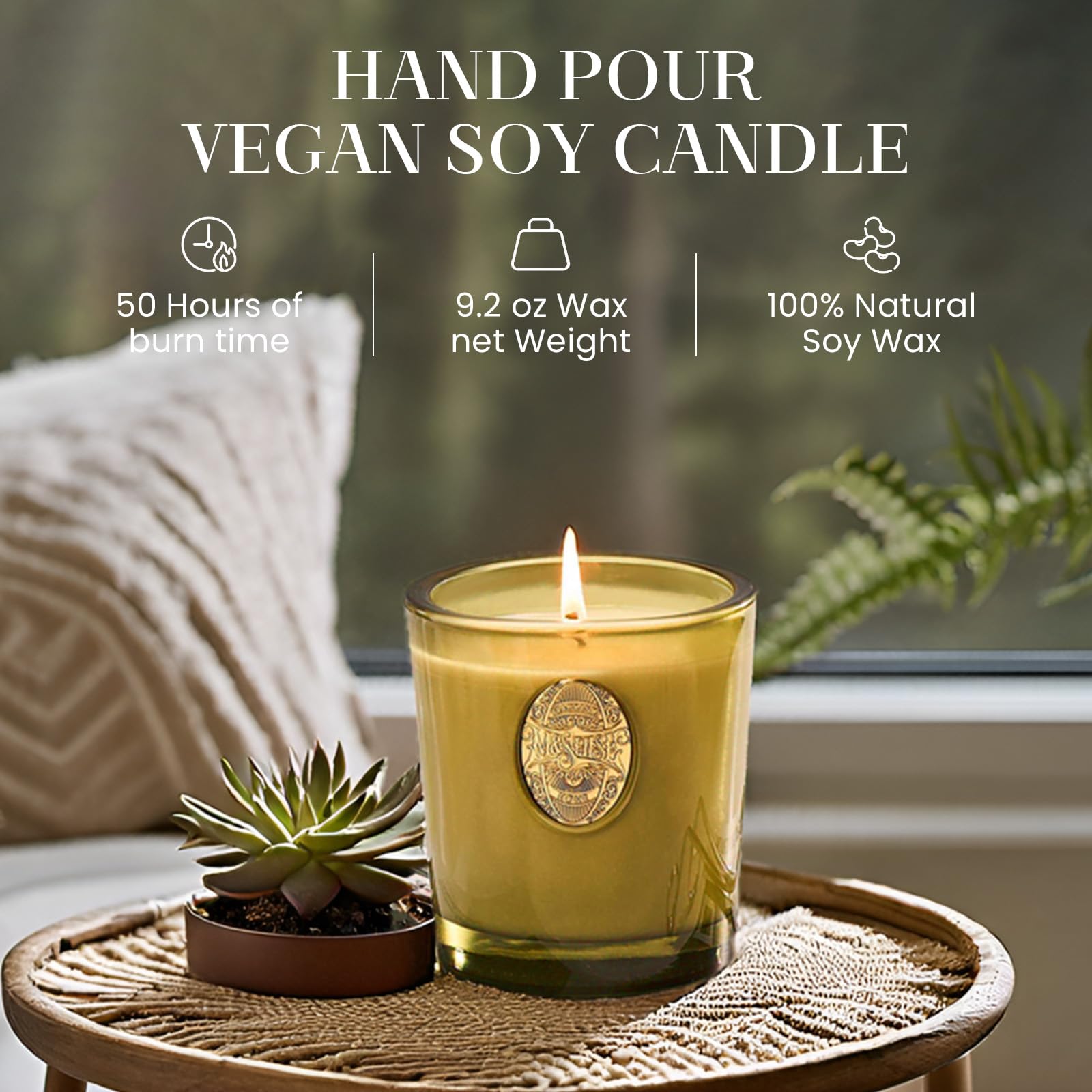 M&SENSE Scented Candles 260g Sandalwood Jasmin Natural Soy Wax Candles 55 Hours Long Burning Time - Image 3