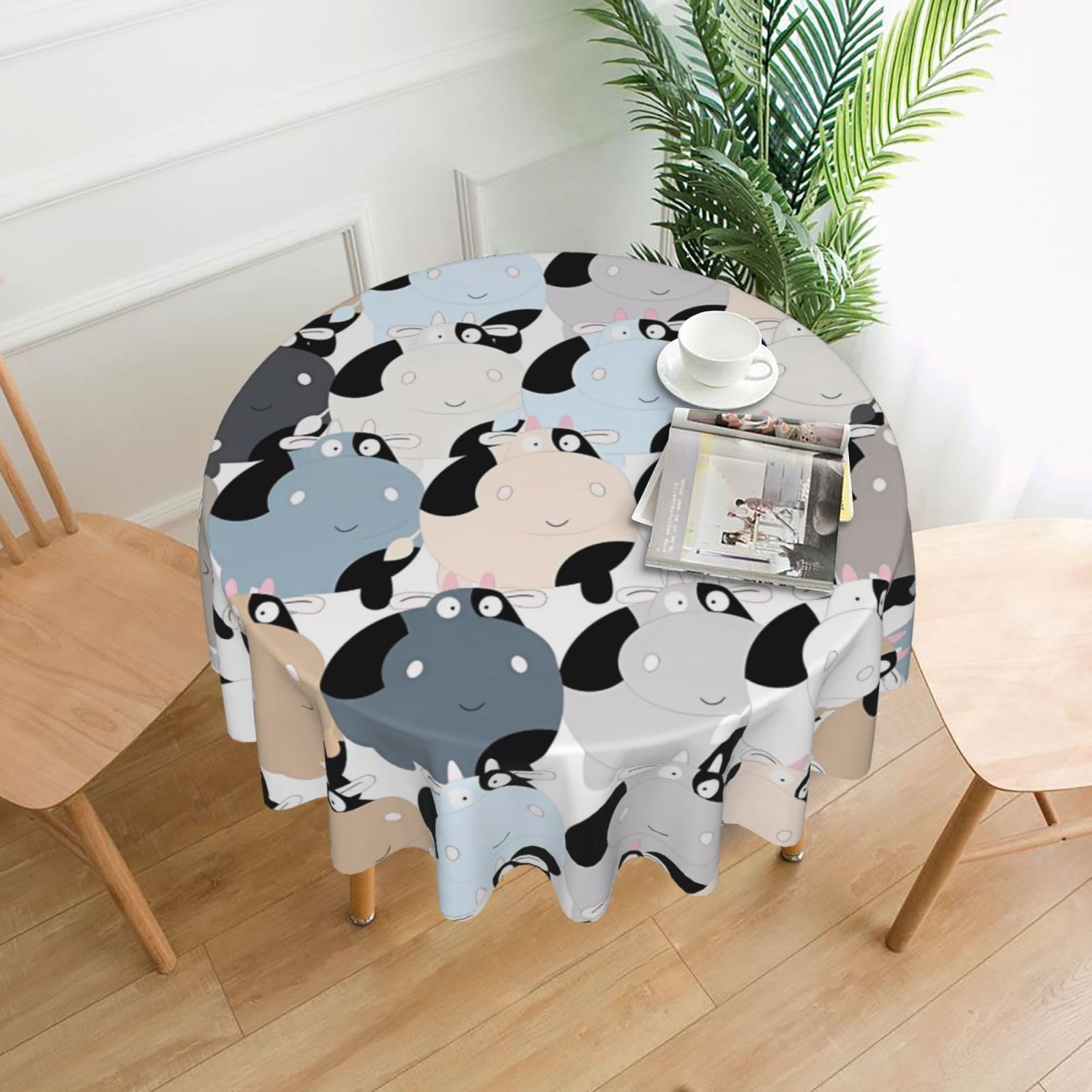 HJFCZH Cow collection Prints Round Decorative Tablecloth 60in - High-Grade Polyester Throw for Dinners, Weddings & Everyday Use