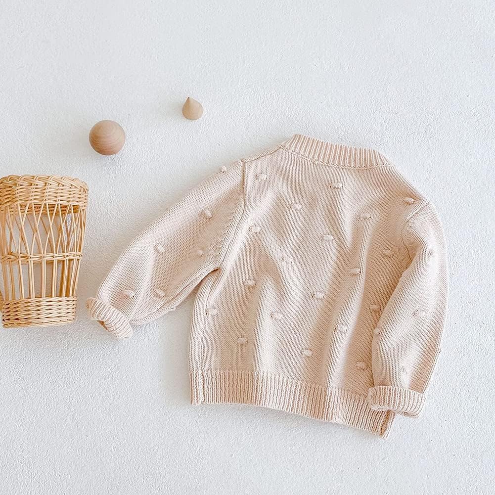Simplee kids Baby Girl Thin Sweater Solid White Pink Cardigans for Toddler 0-3Years - Image 3