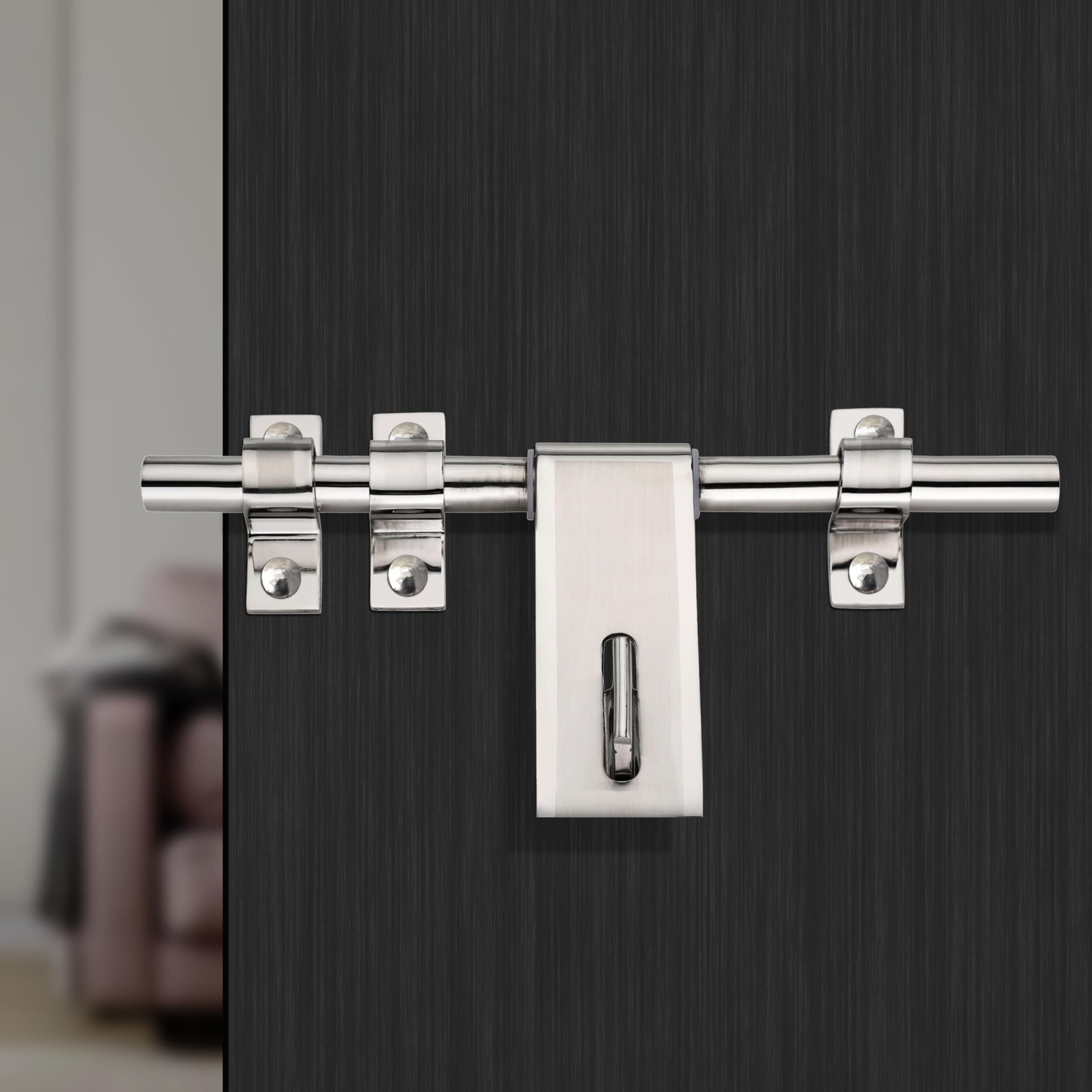 Silver Aldrop by Xpert 10 Inches (Pack of 1) - Door Kadi Konda Set - SSAL-615 (S.S) 3+1 (Aldrop for Main Door)-image-3