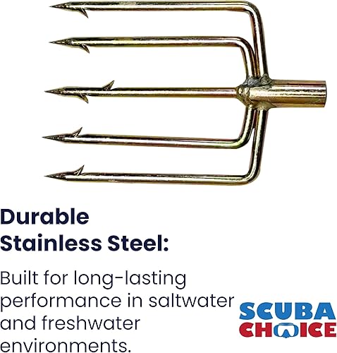 Miniatura 2 de Scuba Choice Spearfishing - Punta de arpón de punta de lanza de 5 puntas de 0.315 in con púas, acero inoxidable, 5 x 3 pulgadas, herramienta de