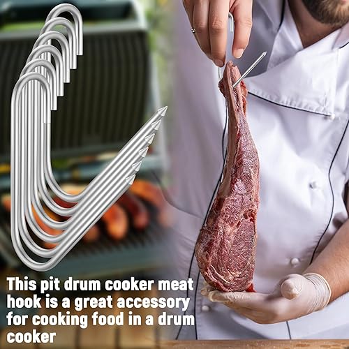 Miniatura 6 de 6 ganchos para carne de acero inoxidable para ahumar, secar, carnicería, barbacoa, parrilla, carne seca
