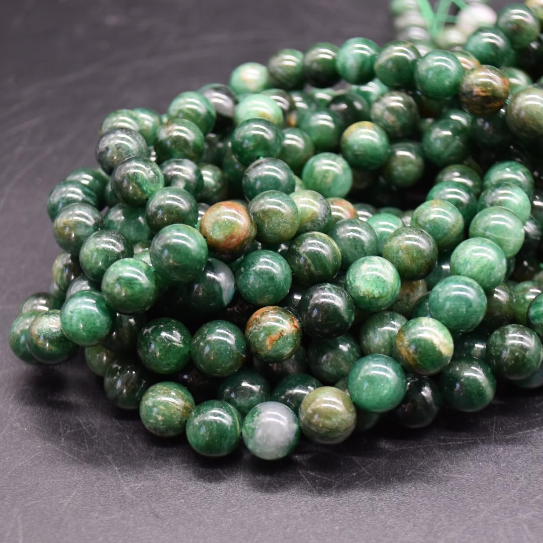 Natural Green Lepidolite Semi-Precious Gemstone Round Beads - 6mm, 8mm, 10mm Size - 15'' Strand
