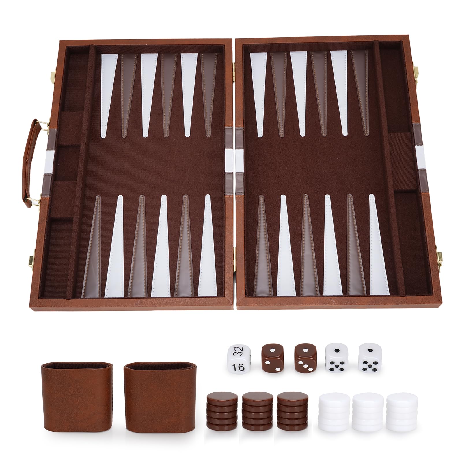 Set per backgammon, 38 x 24,5 cm, valigetta con rivestimento in feltro