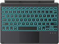 MoKo Bluetooth Billentyűzet Tok Surface Go 4/3/2/2018 Modellekhez, 7 Színű LED Háttérvilágítás, Érintőpaddal, Újratölthető Akkumulátor, Feke 1
