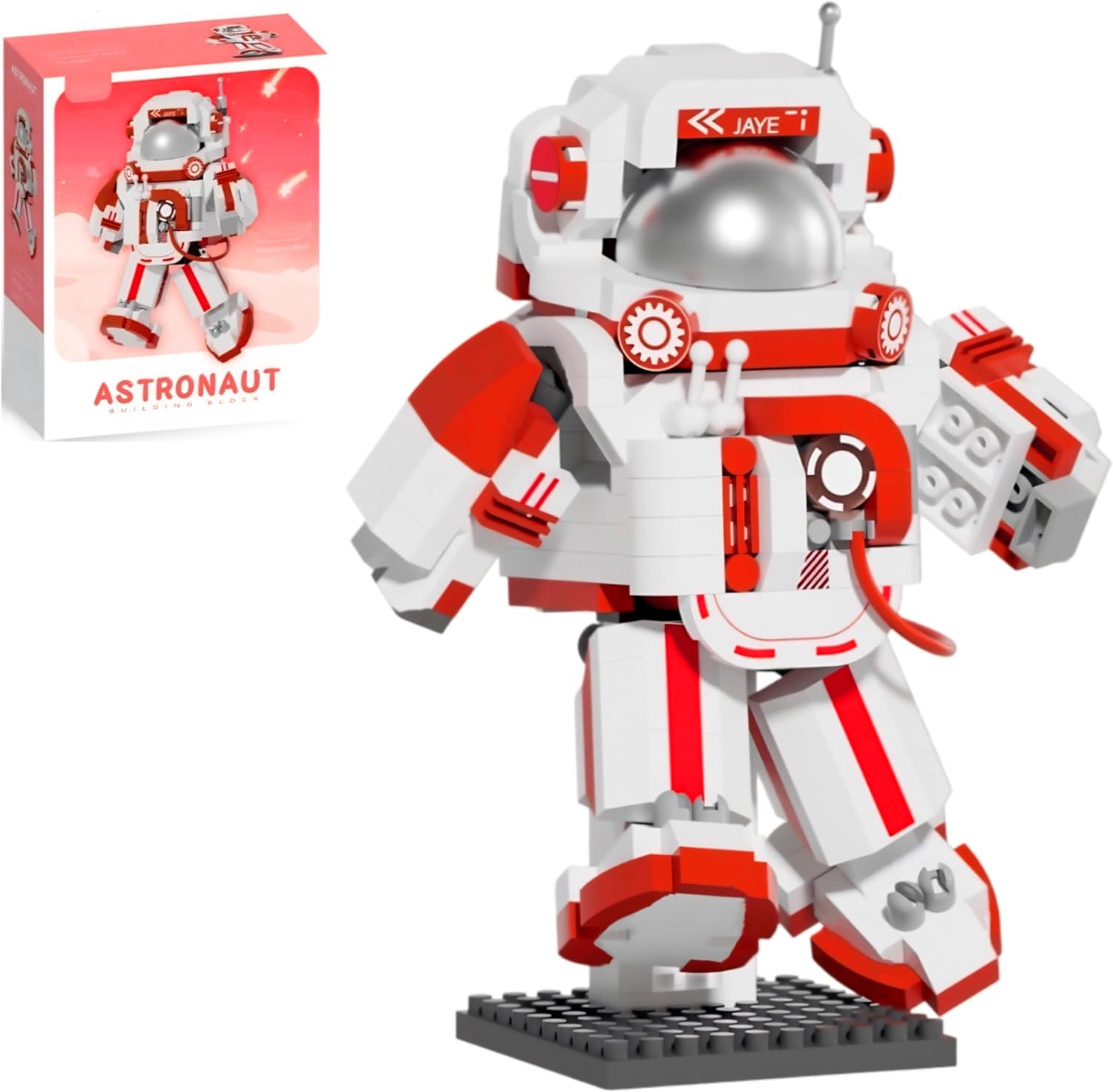 Space Astronaut Mini Building Set, Red Micro Blocks Small Toys Building Kit with Stand for Home and Office Decor, Creative Gifts for Adults Teens Space Model Collector, 570 Pieces