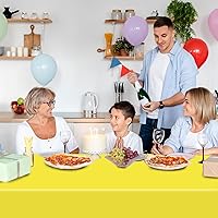 Vista 2 de 4 Pack Yellow Plastic Tablecloths Disposable Picnic Table Cover for Outdoor Birthday Party Baptism Graduation Decorations Yellow Table Cloths for 6