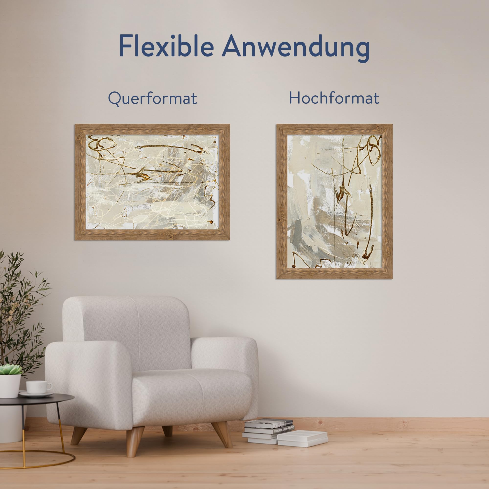 WANDStyle Bilderrahmen 40x50 Eiche, rustikaler Bilderrahmen Holz 40x50 cm | Hochwertiger Holzbilderrahmen, Posterrahmen zum Aufhängen, Rahmen 50x40 cm, Fotorahmen H780 - Made in Germany