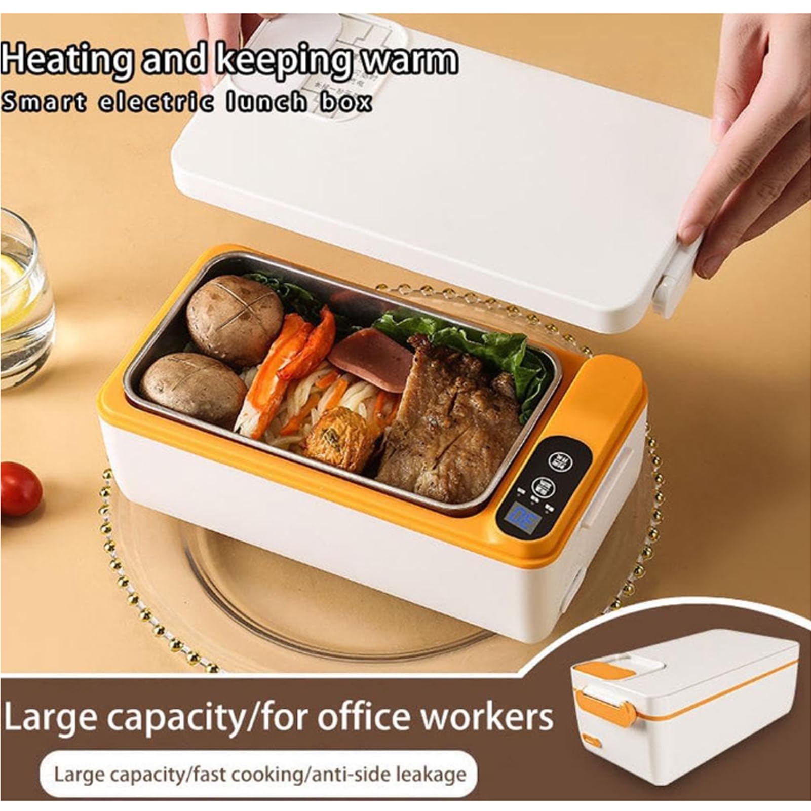 Fiambrera Lonchera Eléctrica Portátil Recargable 1 Litros, Taper Electrico Para Calentar La Comida Fiambrera Termica En Acero Inoxidable Fácil Limpieza Para Escuela,Oficina Y Familia (Verde)