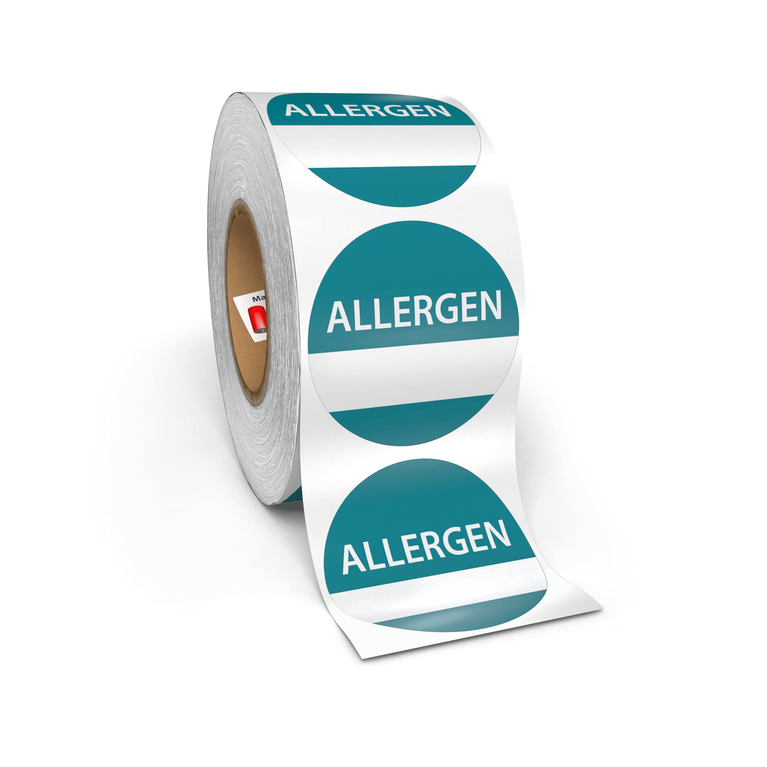 Kenco Allergen Warning Stickers - 1" Circle Label, 1,000 Allergy Warning Labels Per Roll in Universal Allergy Awareness Colorway (1 Pack, Fill The Blank)