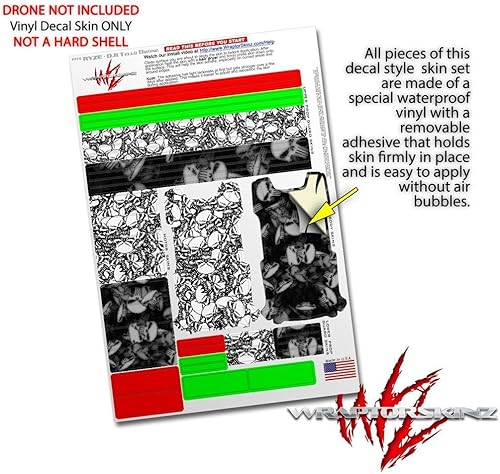 Miniatura 4 de Skin Decal Wrap 2 Pack Compatible with DJI Ryze Tello Scattered Skulls White Drone NOT Included