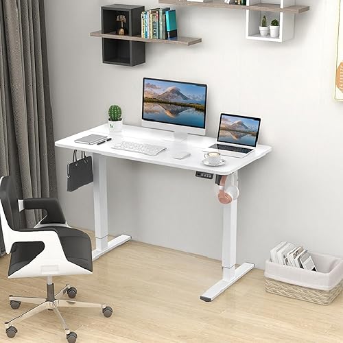 Miniatura 2 de ERGOMAKER Escritorio eléctrico de pie ajustable en altura 43.3 x 23.6 in (43.3 x 23.6 pulgadas), escritorio de pie con parte superior empalmada para