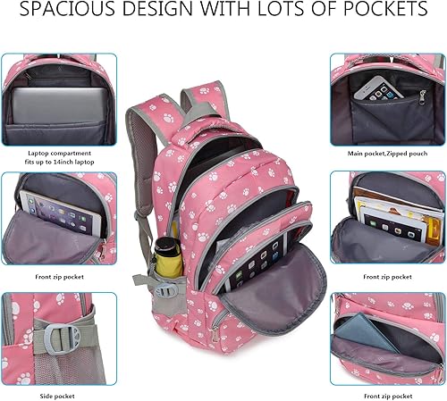 Miniatura 4 de goldwheat Mochila para niñas, bolsa de escuela intermedia, ligera, resistente al agua, Negro-a, Mochila escolar