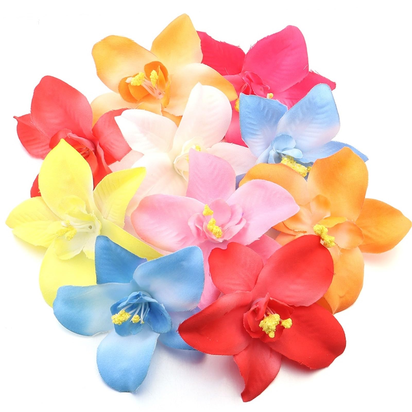 Wtaxbh Mixed Iron On Patches 20Pcs/Lot Artificial Flowers Head Colorful Fabric Orchid For Diy Wedding Party Craft Home Decoration Accessories(Mixed)